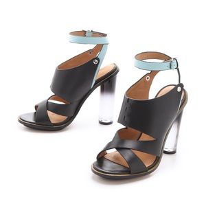 L.A.M.B. Chase lucite ombré heel. Black/aqua.